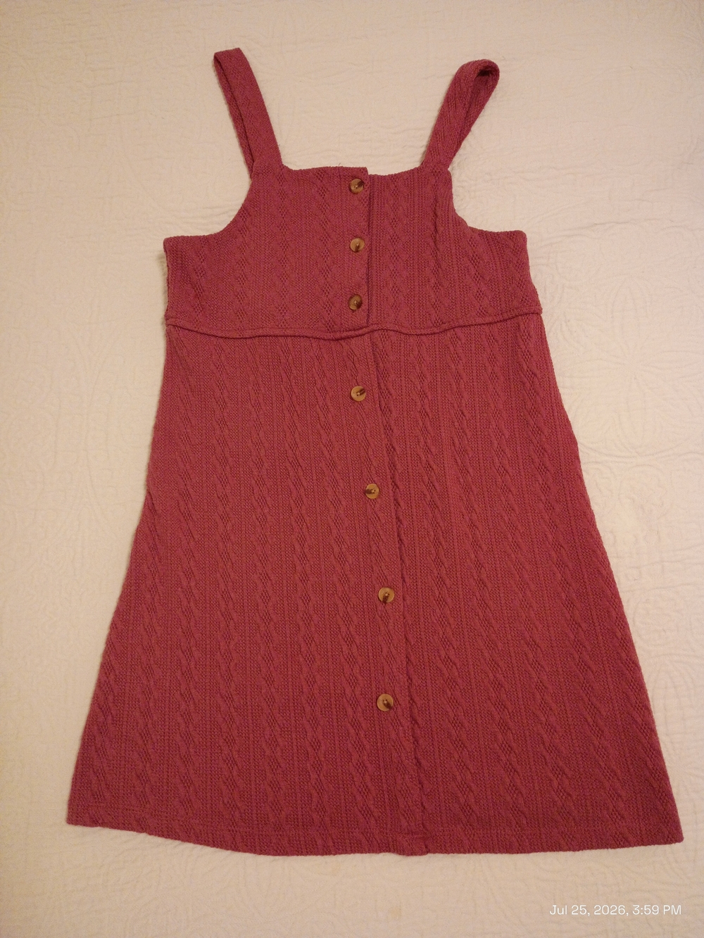 Forever Me Cable-Knit Button Front Dress in Dusty Rose